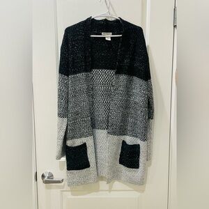 Cotton Emporium Black and Gray Cardigan Sweater